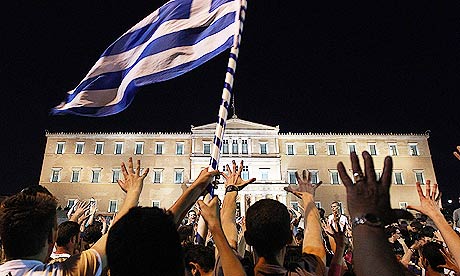 Rassemblement devant le parlement d'Athènes