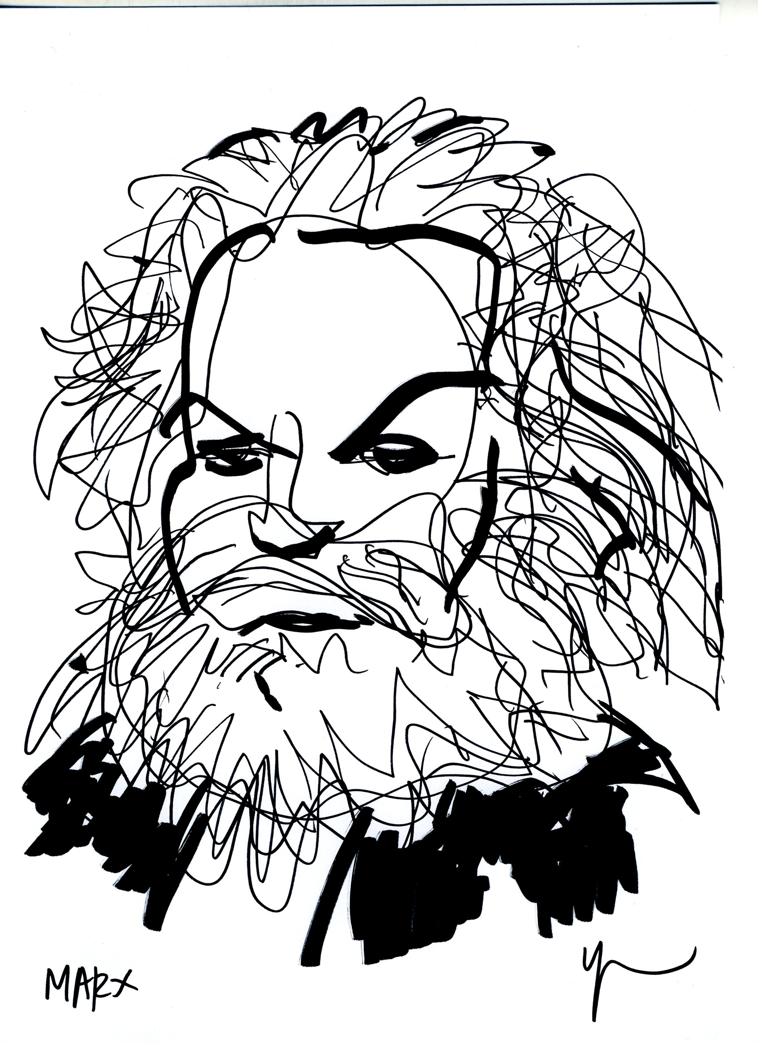 Portrait de Karl Marx dessiné par Yann Moix