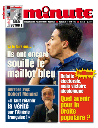 Couverture de l'hebdomadaire Minute, du 26 juin 2012