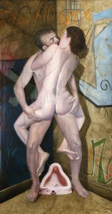 Commodité, 2011. Huile sur toile de Mylène Besson, croquis de F.Arrabal.