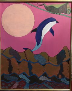 Tableau acrylique (65 x 81 cm) de Fernando Arrabal, 1985