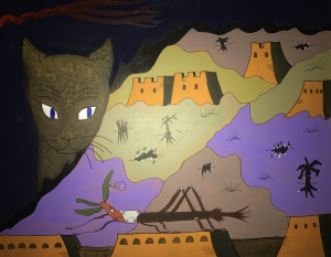 Tableau acrylique (65 x 81 cm) de Fernando Arrabal, 1985