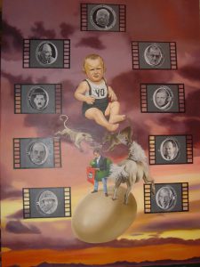 «El gran cine planetario», óleo sobre lienzo boceto de Fernando Arrabal.