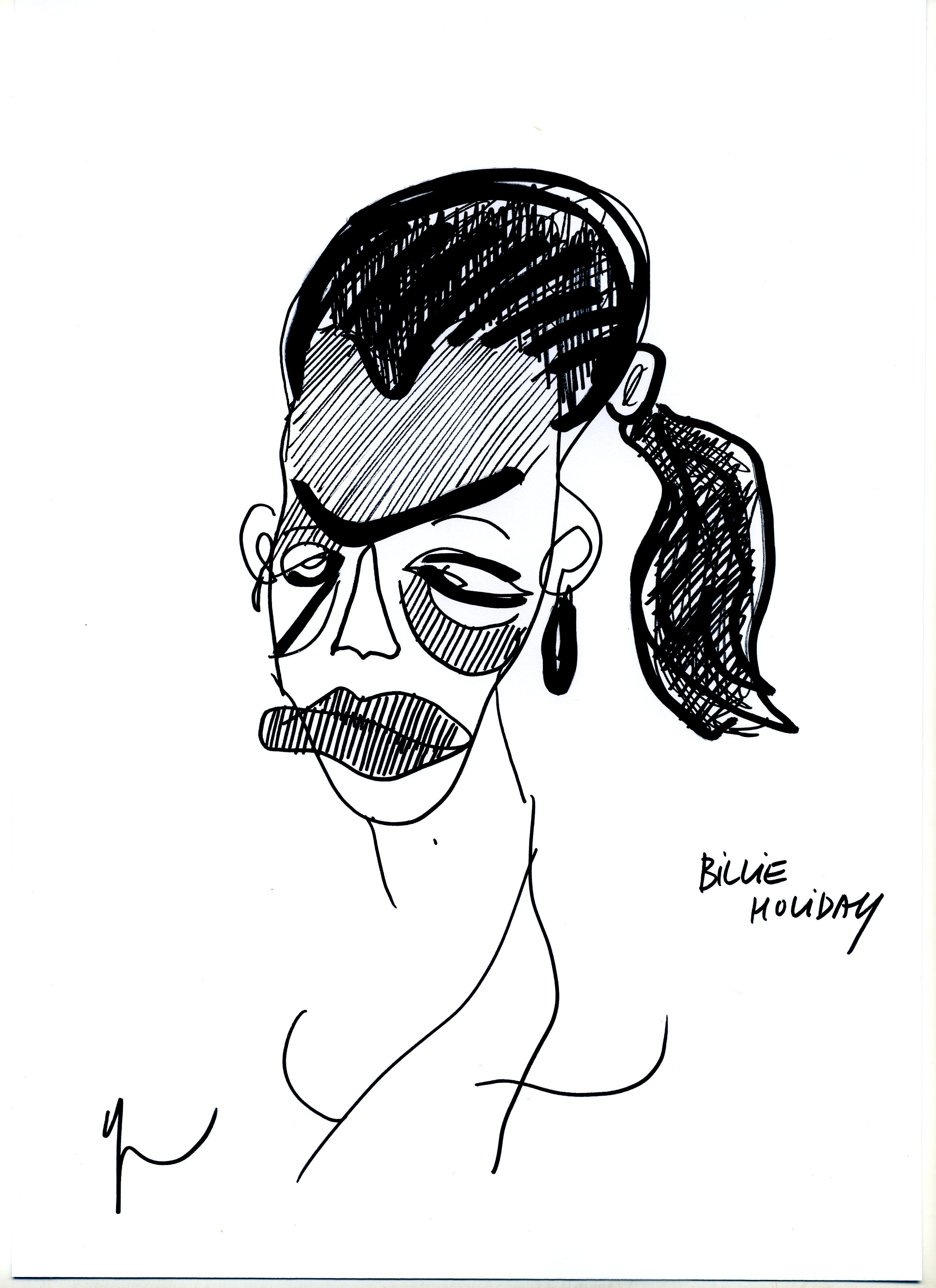 Portrait de Billie Holiday dessiné par Yann Moix