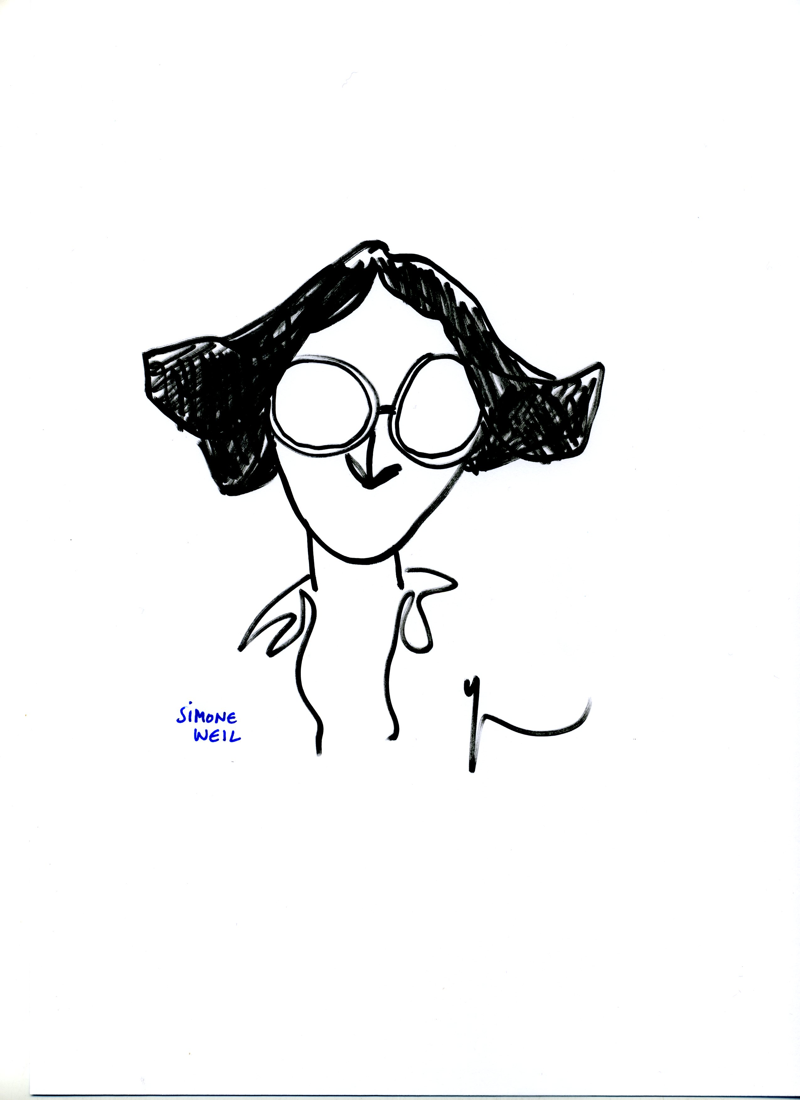 Portrait de Simone Weil dessiné par Yann Moix