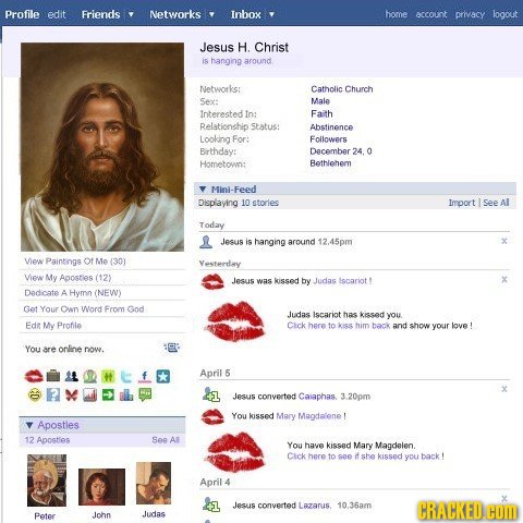 Le compte Facebook de Jesus