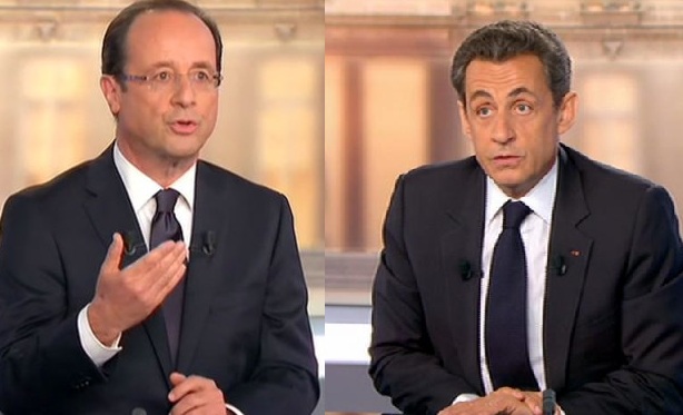 François Hollande et Nicolas Sarkozy pendant le débat, le 2 mai 2012.