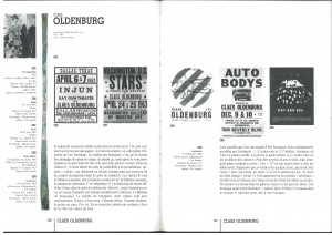 Affiches de Claes Oldenburg, pages 146-147 du catalogue Happenings Fluxus, Paris, Galerie 1900-2000, Galerie du genie, 1989
