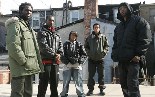 "The Stanfield crew" : Chris Partlow, Marlo Stanfield, Felicia "Snoop" Pearson, O-Dog, et Cheese Wagstaff