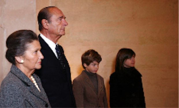 Portrait de Jacques Chirac, Simone Veil et David Heilbronn au Panthéon