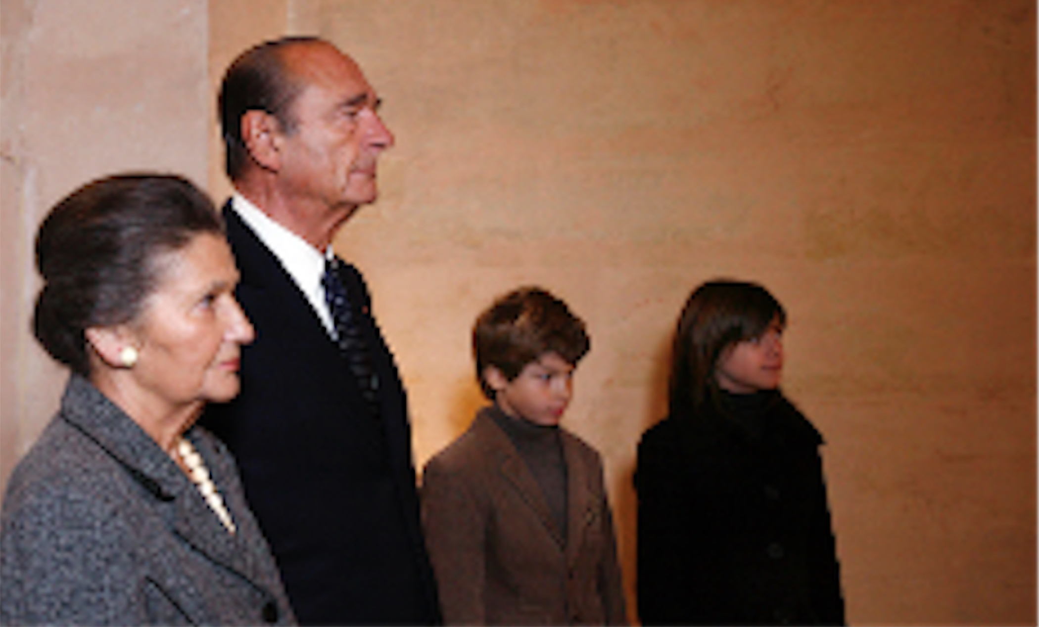 Portrait de Jacques Chirac, Simone Veil et David Heilbronn au Panthéon