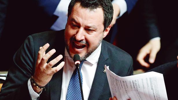 Matteo Salvini se défend devant le Sénat italien qui a voté en majorité pour la levée de son immunité parlementaire. Le 12 février 2020.