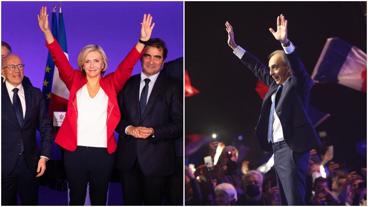Portrait des deux candidats à la présidentielle Valérie Pécresse et Eric Zemmour.
