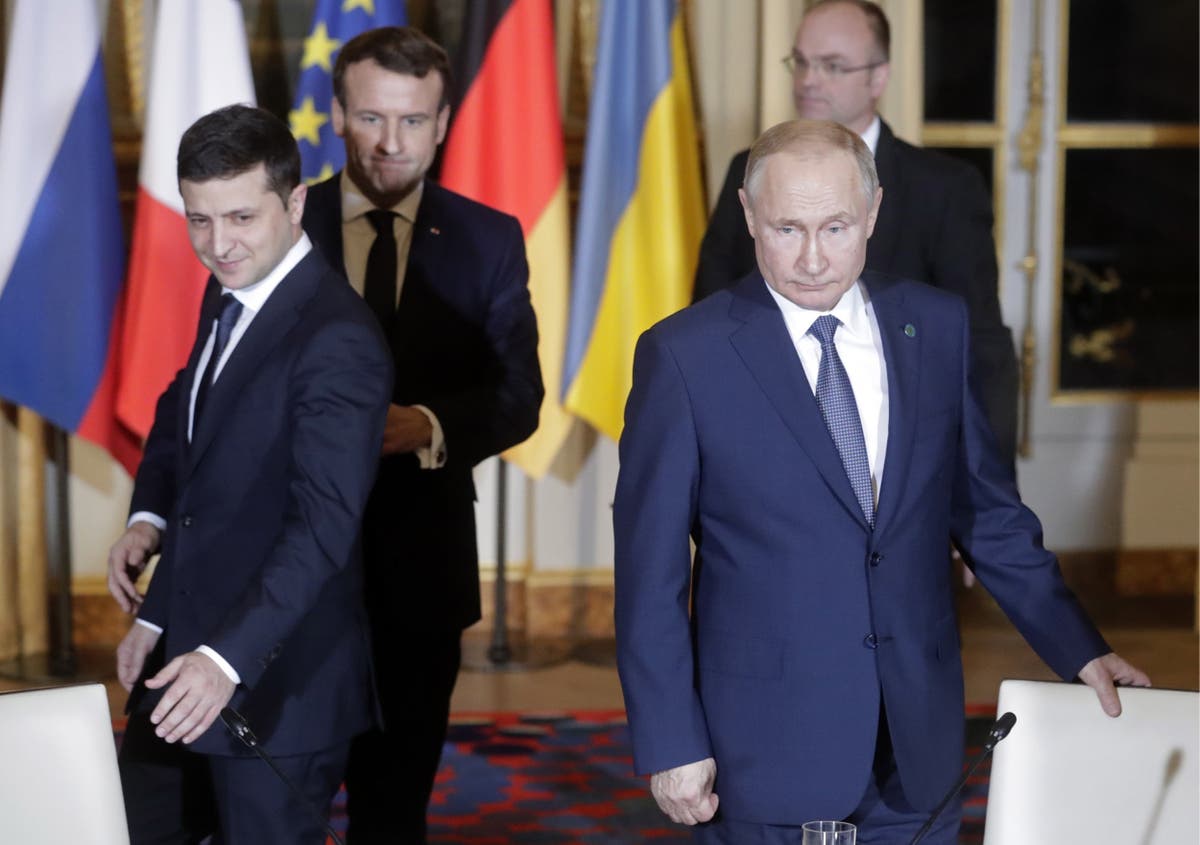 Les présidents Poutine et Zelensky lors d'une rencontre à Paris en décembre 2019.