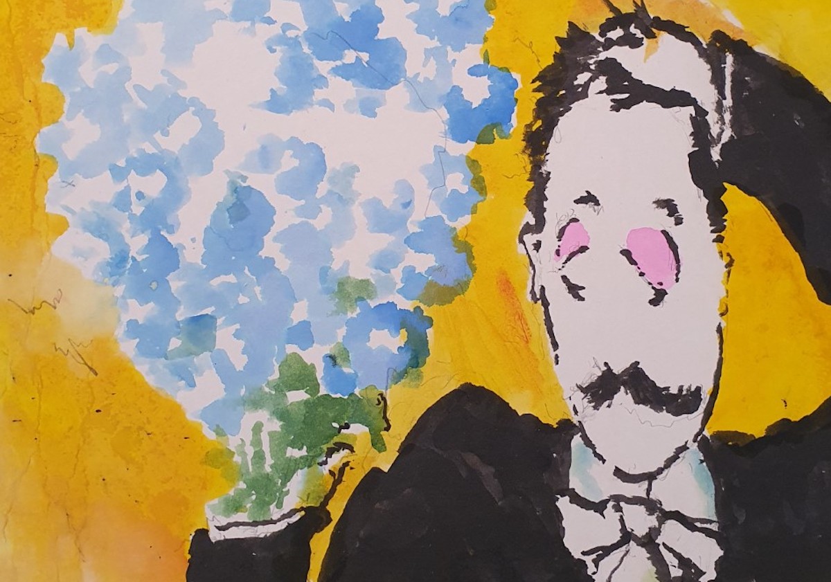 Portrait de Proust : Détail du tableau "Mimosa bleu" de Wiaz,