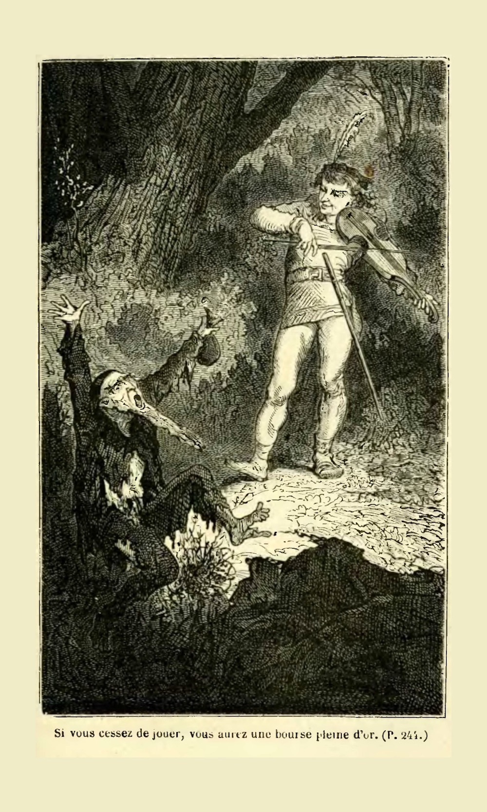 Illustration du conte des Frères Grimm : Le juif dans les épines.