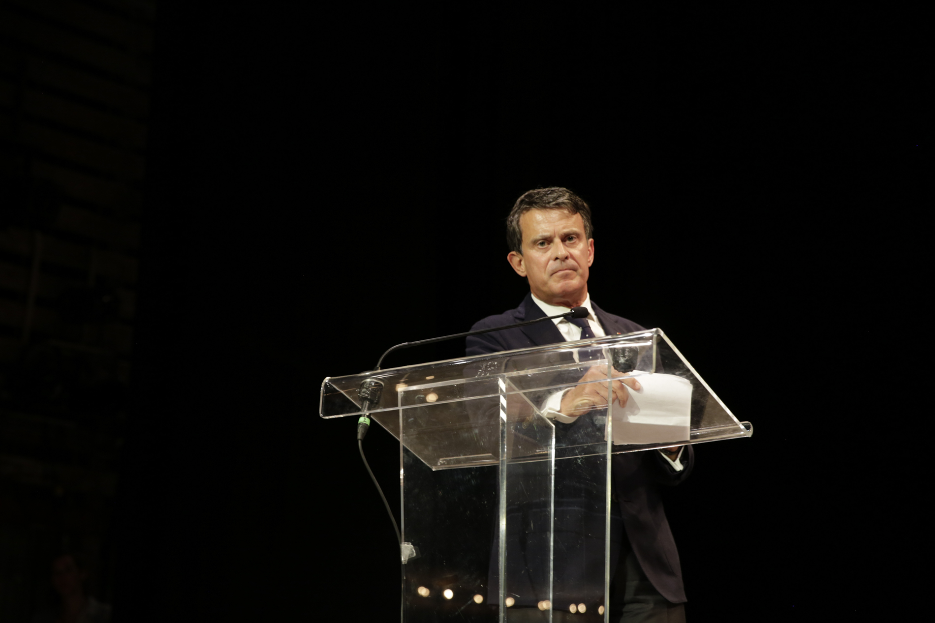 Manuel Valls lors de la Soirée de mobilisation contre l'antisémitisme organisée par la revue La Règle du jeu, avec la présence de nombreux intellectuels, écrivains, artistes.