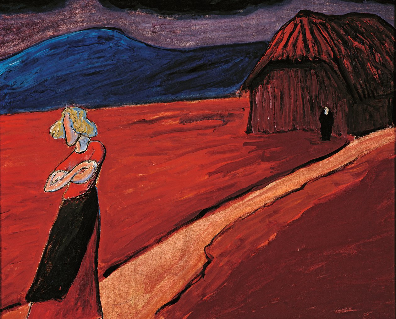 Peinture représentant une femme seule. Un toile de Marianne von Werefkin,.