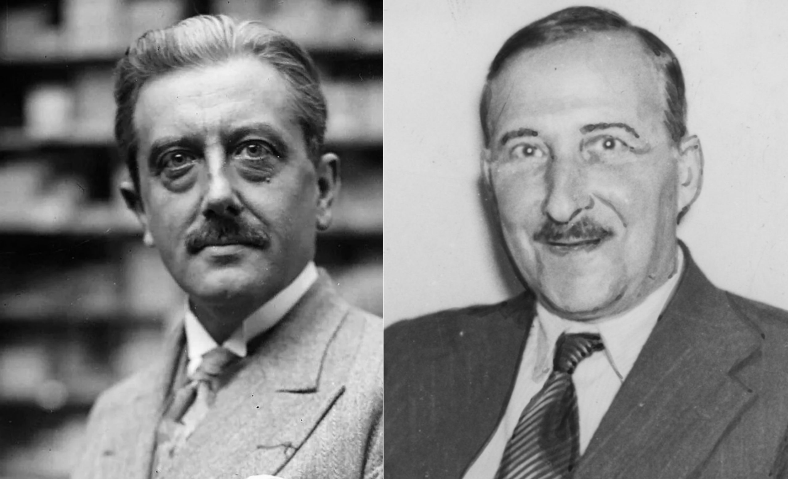 Portraits en noir et blanc de Georges Bernanos et Stefan Zweig