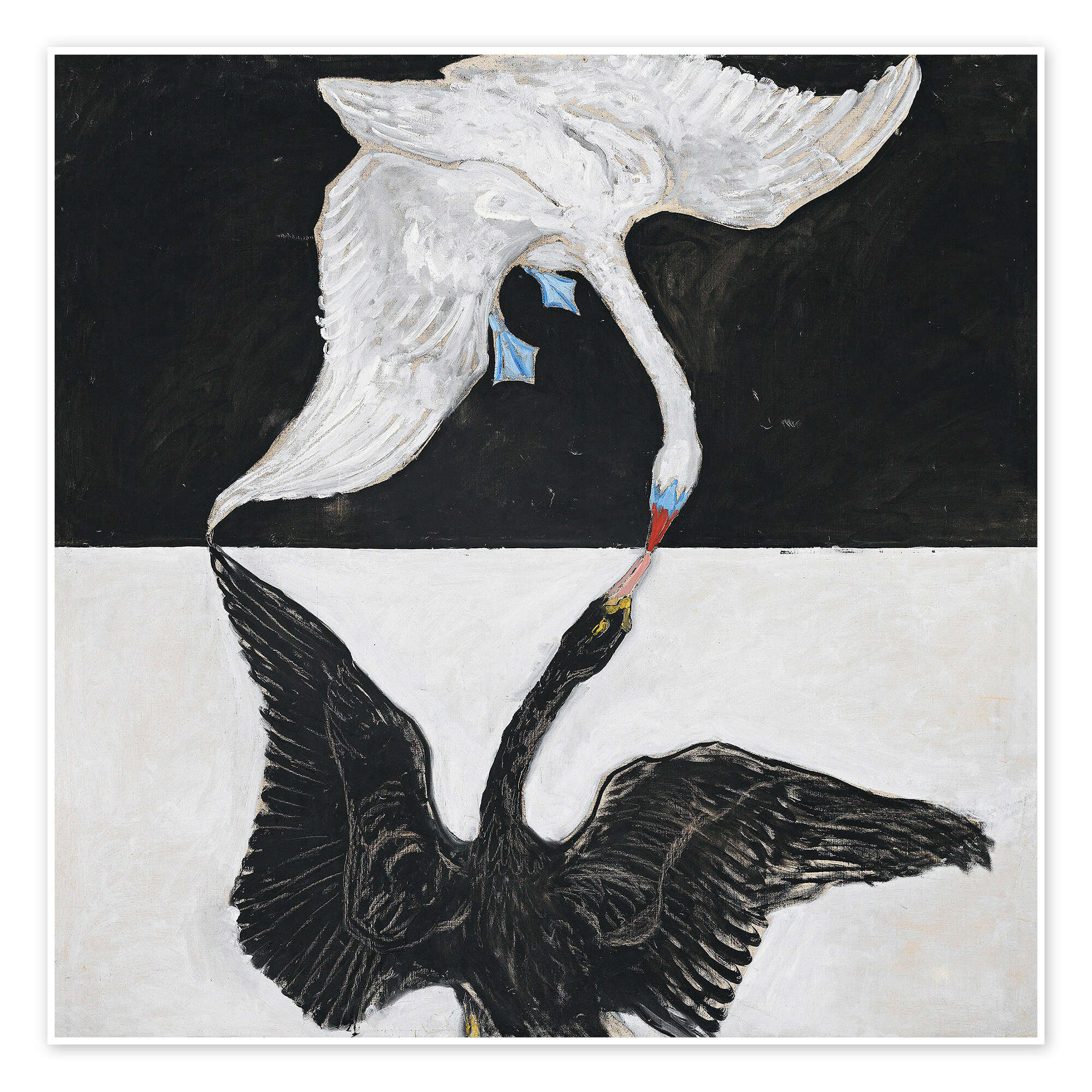 Une peinture de l'artiste suédoise Hilma af Klint représentant un cygne.