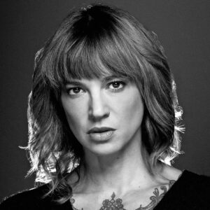 Portrait en noir et blanc de Asia Argento