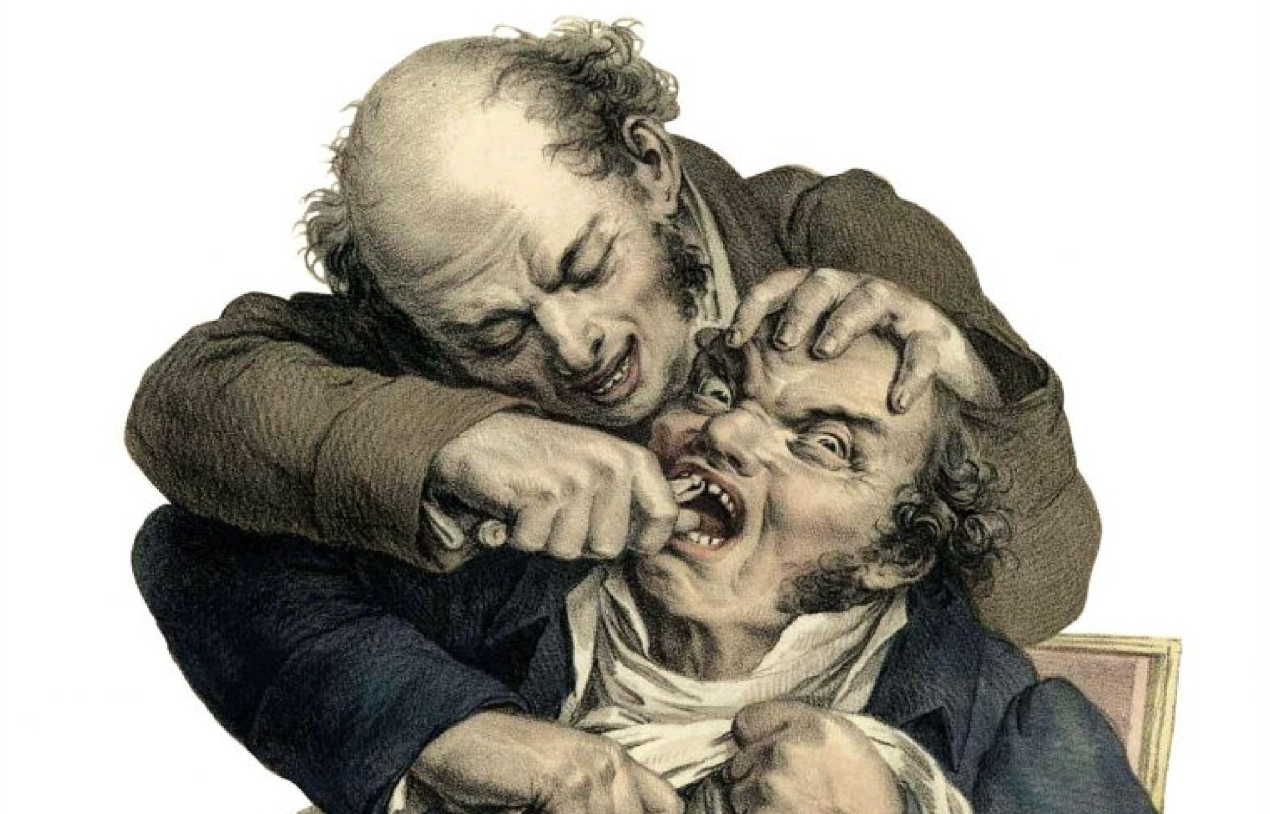 « Le baume d’acier », Louis-Léopold Boilly, gravure représentant un arracheur de dents qui arrache une dent à un patient. Source : Wikipédia.