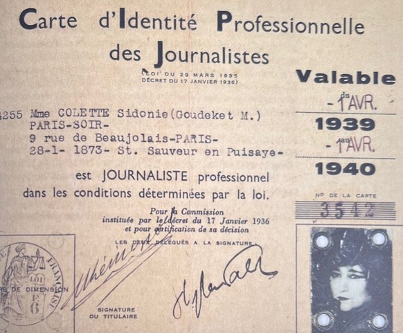 Carte d’identité professionnelle des journalistes de Colette