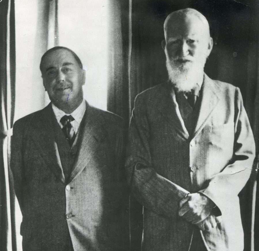 Photographie de presse originale de H. G. Wells et George Bernard Shaw