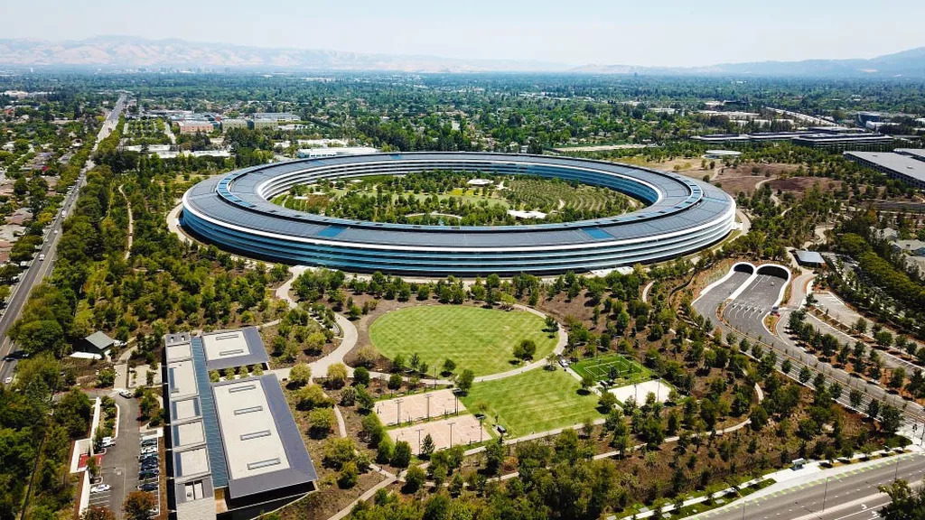 Vue aérienne de la Silicon Valley en Californie (ici l’Apple Park).
