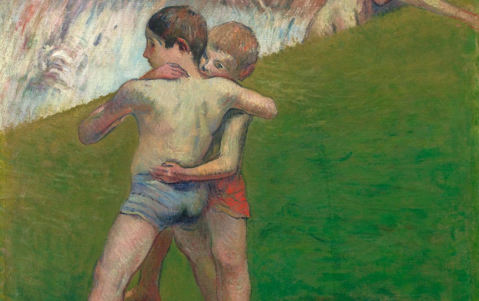 « Les Enfants luttant » (ou « Les Jeunes Lutteurs ») est une huile sur toile de Paul Gauguin datant de 1888. La scène montre deux garçons en lutte sur une pelouse, près d’une chute d’eau.