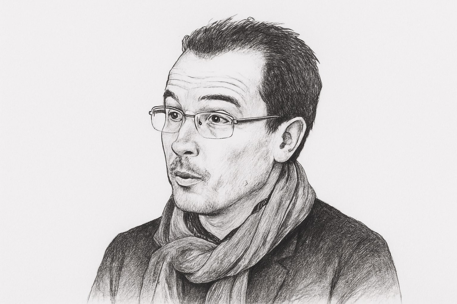 Portrait dessiné au crayon de Samuel Paty.