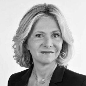 Portrait en noir et blanc de Valérie Pécresse