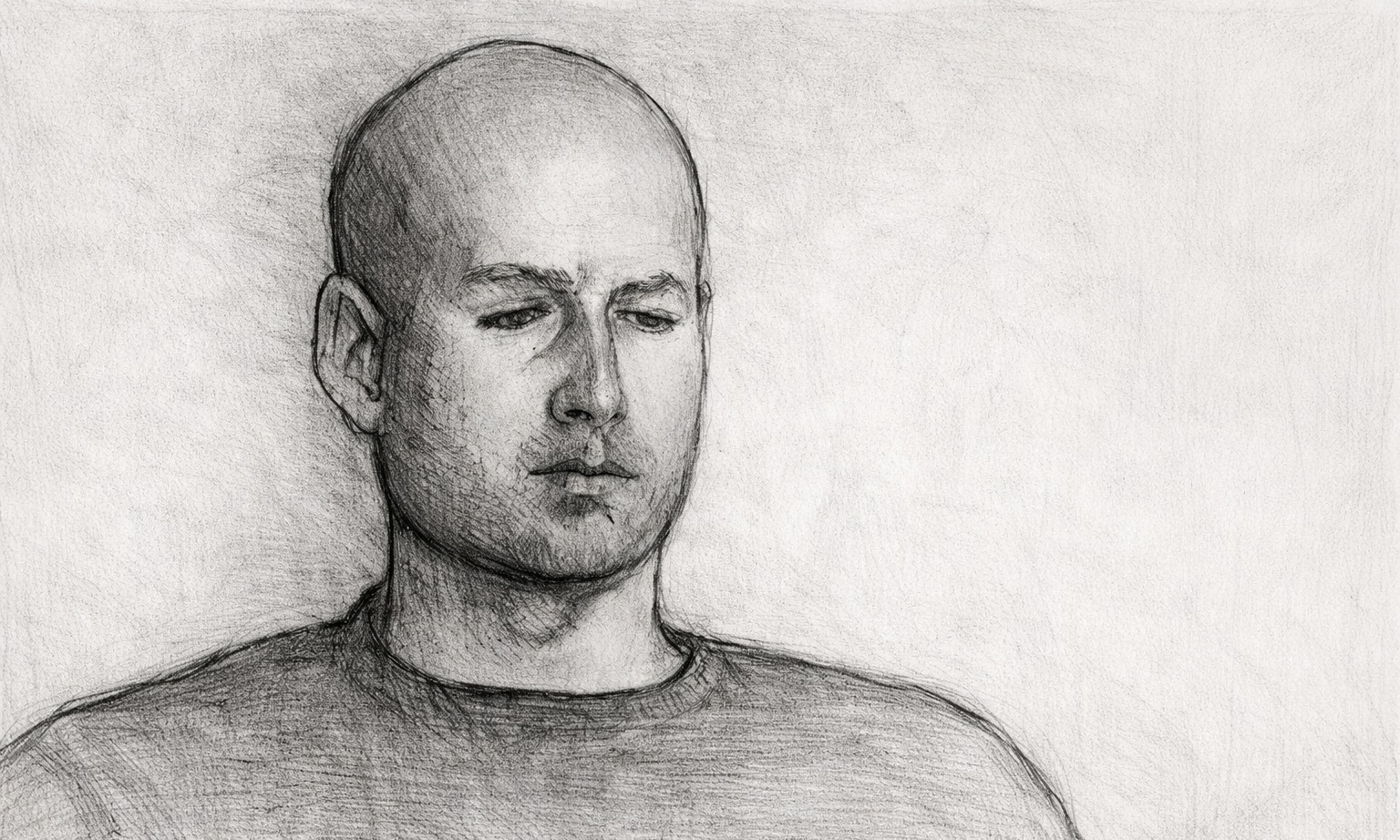 Dessin représentant l'écrivain Pierre Guyotat.