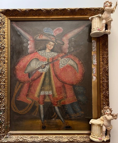 Portrait de Rafael Terán arquebusier de Cuzco et archange