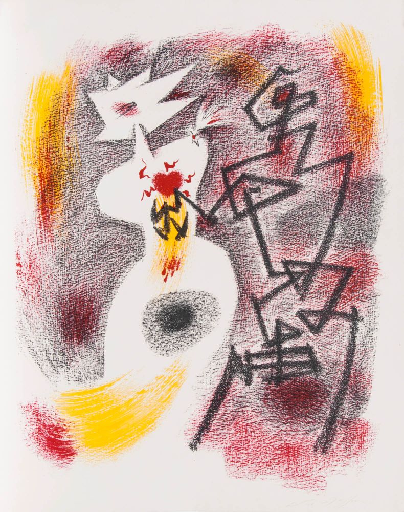 André Masson, « Le cœur volé », lithographie (1960).