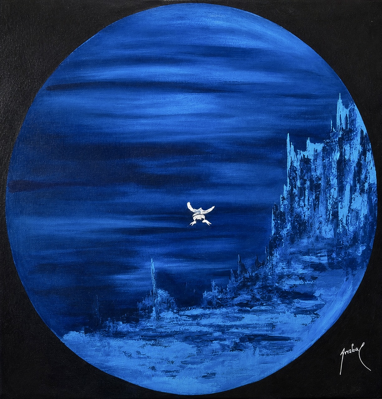 « Godot », huile sur toile de Fernando Arrabal (100cm x 100cm).