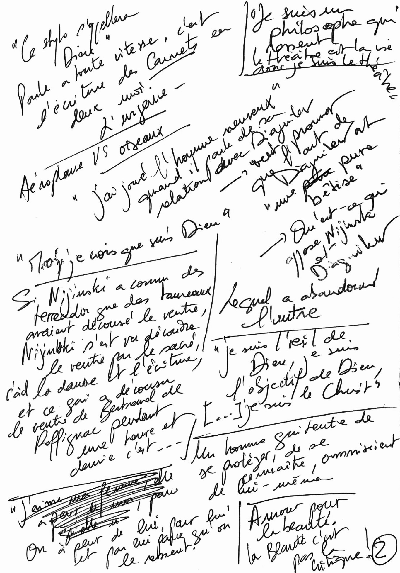 Notes manuscrites de Félix Le Roy prises au Châtelet durant la représentation de « La Bal(l)ade de Nijinski »