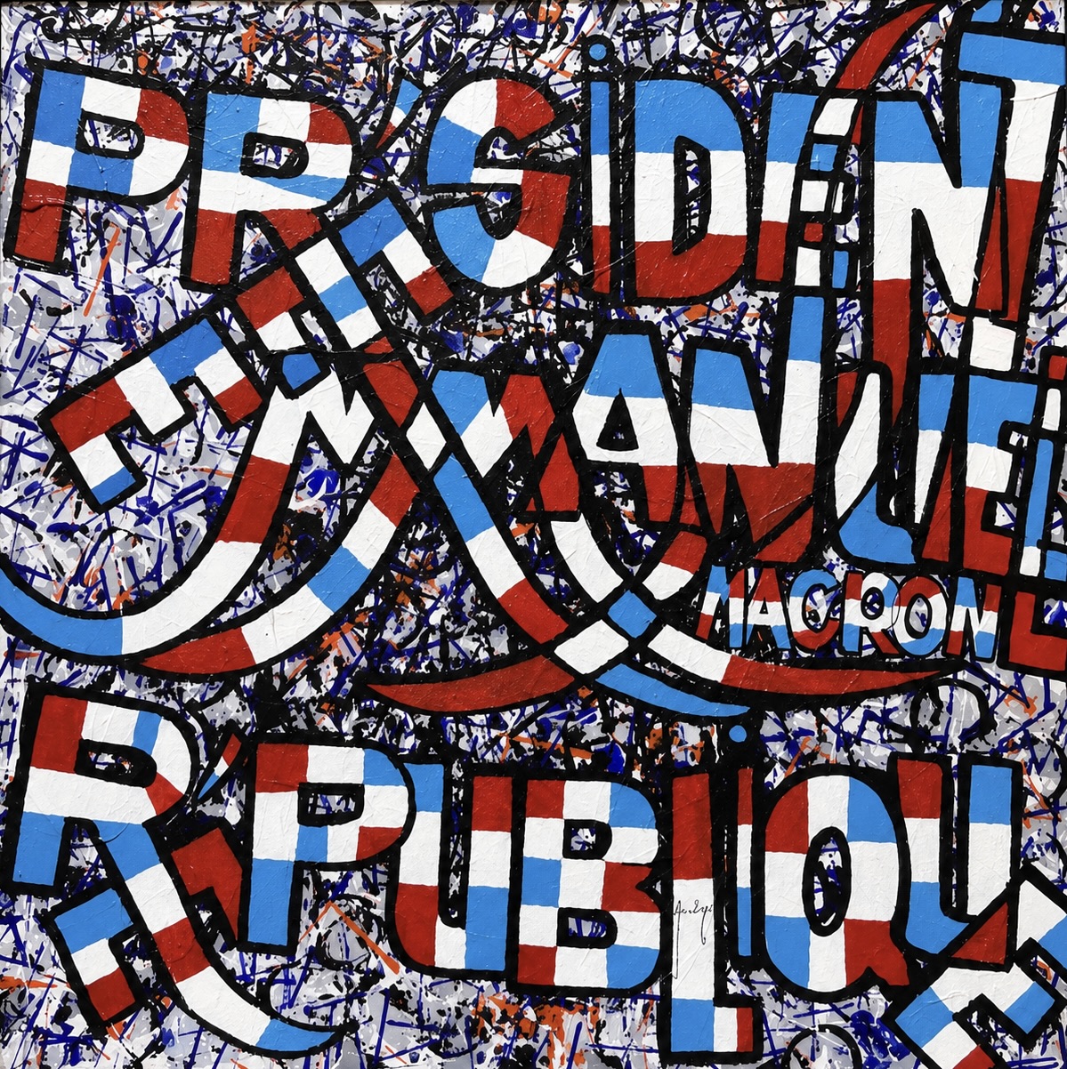 « Emmanuel Macron », huile sur toile de Fernando Arrabal