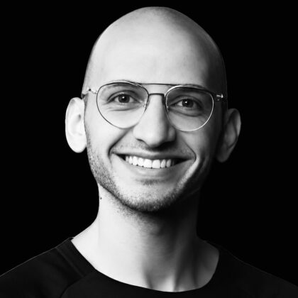 Portrait en noir et blanc de Salim Rzin