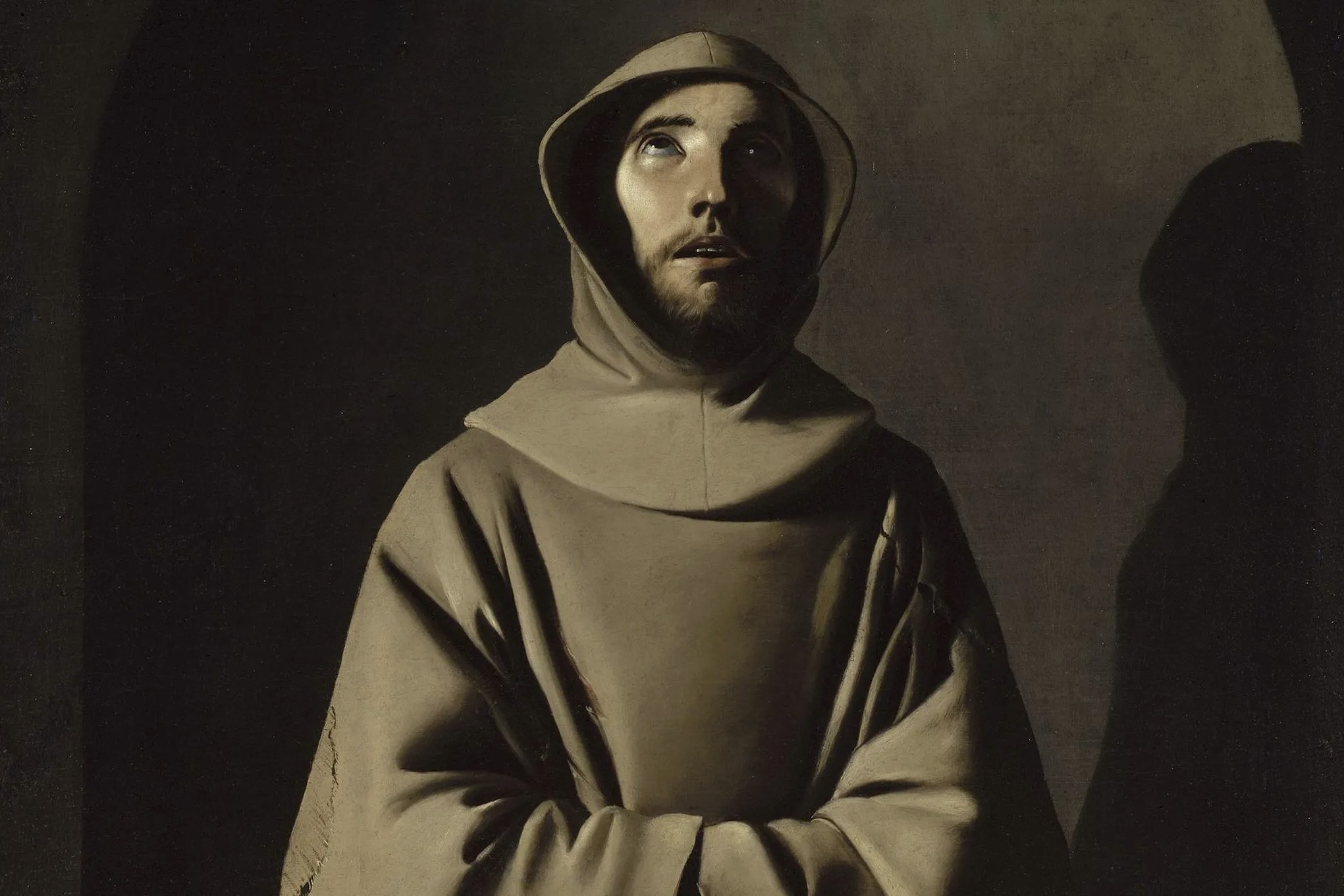 Huile sur toile de Francisco de Zurbarán représentant Saint François en train de prier.